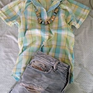 Button Down collared Plaid Alfred Dunner size 14